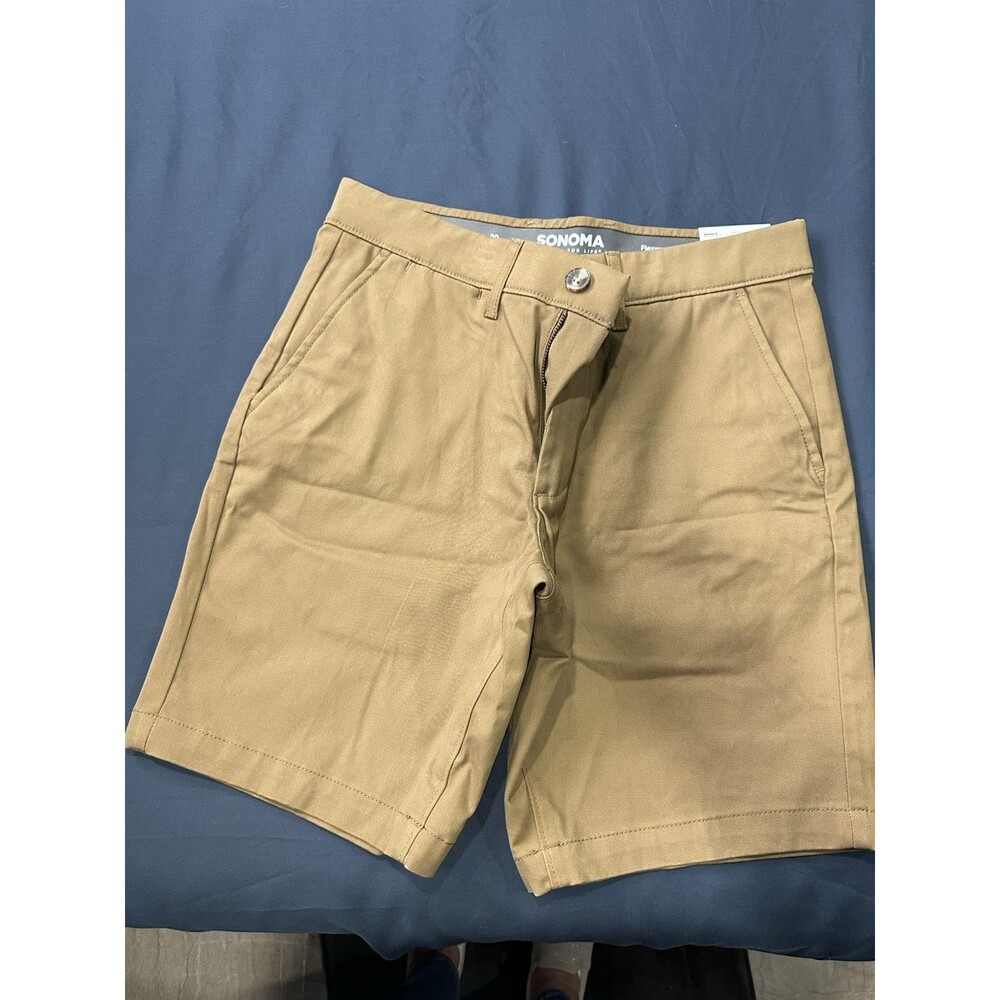 Sonoma Men’s 9-inch Inseam Flat-Front Flexwear Size 30 Willow Oak Brown